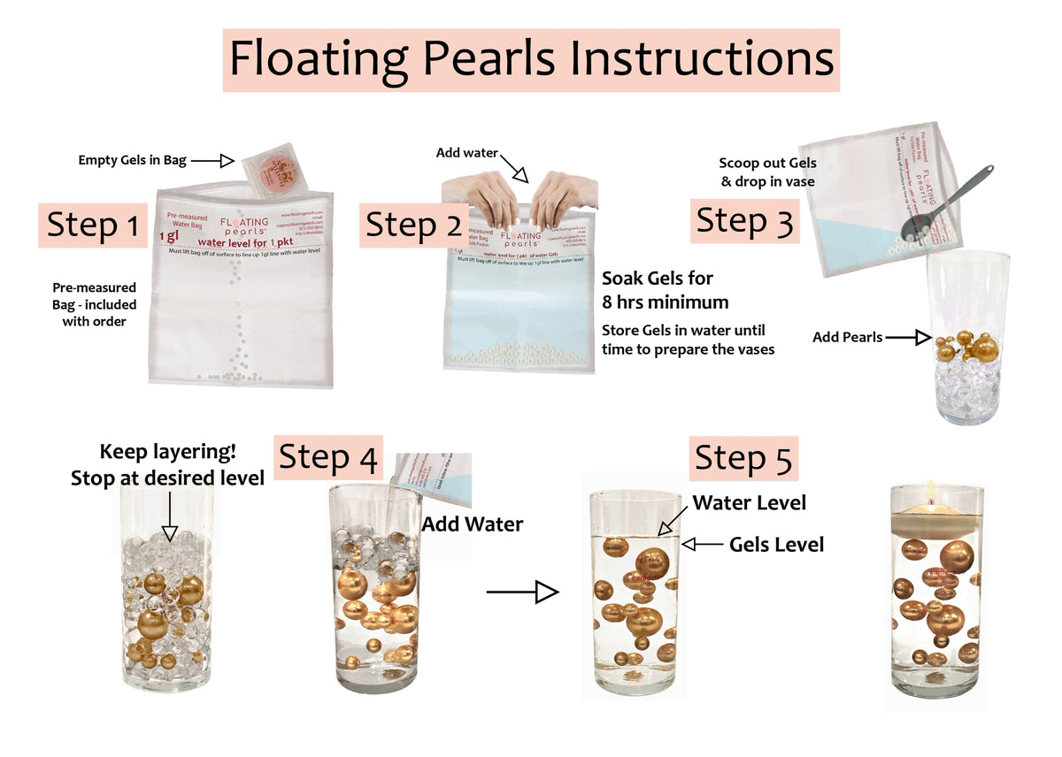 75 Floating Royal Blue (Navy) Pearls Large Sizes- Option of 3 Submersible Fairy Lights Strings Hidable Submersible Batteries- 1 Gallon of Transparent Water Gels for Vases