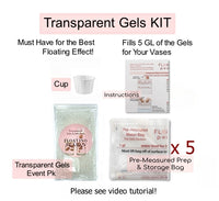 Transparent Water Gels Event Pack-Fills 5 Gallons of the Floating Gels for Your Vase Decorations- With Pre-Measured Prep/Storage Bags- No Guessing- Best Results- Not Including Pearls