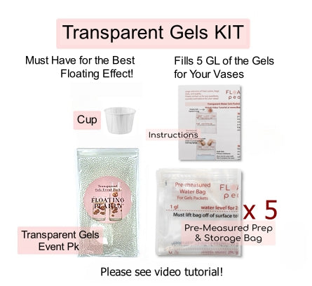 Transparent Water Gels Event Pack-Fills 5 Gallons of the Floating Gels for Your Vase Decorations- With Pre-Measured Prep/Storage Bags- No Guessing- Best Results- Not Including Pearls