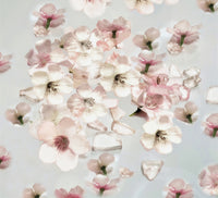 60 Floating Ivory White Light Pink Cherry Blossoms Flowers- Matching Pebbles & Pearls- Fills 1 Gallon of the Floating Transparent Water Gels for Your Vases- With Exclusive Measured Prep Bag- And Option of 3 Submersible Fairy Lights Strings