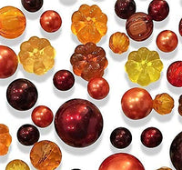 50 Fall Thanksgiving Floating Glowing Pumpkins, Leaves, and Pearls- Fills 1 Gallon of the Floating Transparent Gels for Your Vases- Option: 3 Fully Submersible Fairy Lights Strings