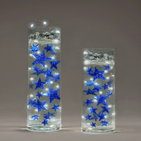 50 Blue Floating Stars-Sparkling Large Size-Fills 1 Gallon for Your Vases-Including Transparent Floating Gels Kit-Option: 3 Submersible Fairy Lights