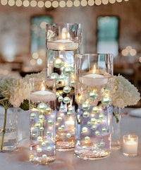 75 Floating White Pearls - Large Sizes - Fills 1 Gallon of the Transparent Water Gels for the Floating Effect- With Exclusive Measured Prep Bags - Option: 3 Submersible Fairy Lights Strings