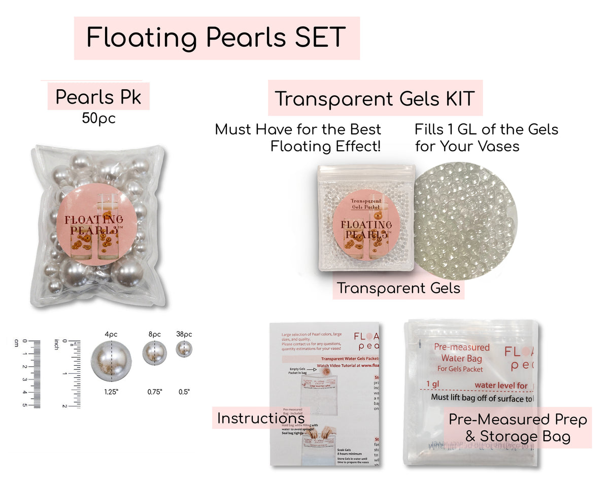 50 Floating Burgundy Pearls- Large- Fills 1 Gallon of the Floating Transparent Gels for Vases- With Measured Gels Kit- Option 3 Fully Led Fairy Lights Strings