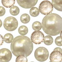 100 Floating Ivory Pearls and Ivory Gems - Large Sizes - Fills 2 Gallons of the Transparent Water Gels for the Floating Effect- With Exclusive Measured Prep Bags - Option: 6 Submersible Fairy Lights Strings
