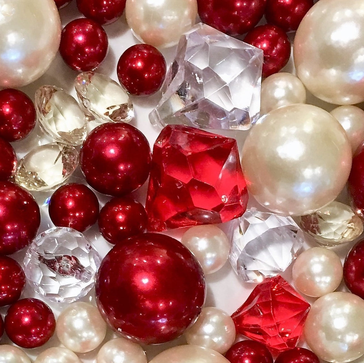 Up To 75pc Floating Custom/Sample Pack- Choose your Colors of Pearls, Gems, and Sizes- Fills 1 gallon for Your Vases- Includes Floating Transparent Gels with Measured Prep Bag