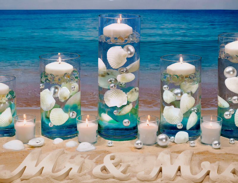 75 Floating White Pearls - Large Sizes - Fills 1 Gallon of the Transparent Water Gels for the Floating Effect- With Exclusive Measured Prep Bags - Option: 3 Submersible Fairy Lights Strings