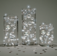Floating Metallic Silver Pearls-Jumbo Sizes-Fills 1 Gallon of Floating Pearls & the Transparent Gels for Floating Effect-With Exclusive Measured Floating Gels Prep Bag- Option: 3 Submersible Fairy Lights Strings