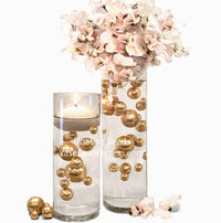 75 Floating Gold Pearls Large Sizes- Fills 1 Gallon of The Floating Transparent Water Gels for Your Vases- 3 Submersible Fairy Lights Strings
