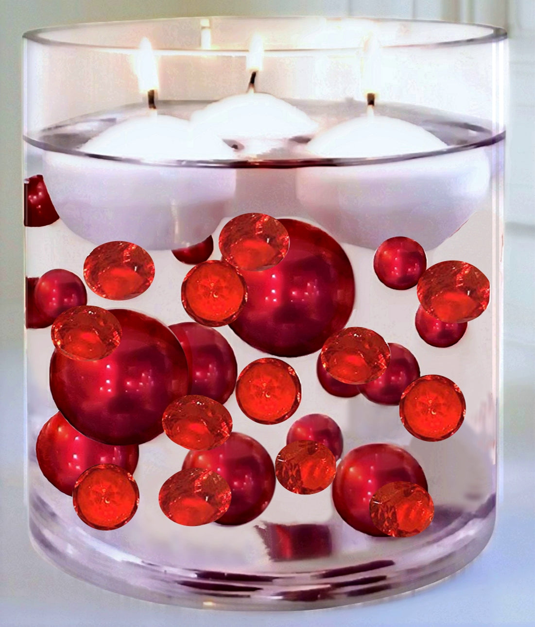 *CLEARANCE* 1 Pound Bright Red Sparkling Diamond Gems 1.25"- Jumbo Vase Decorations and Table Scatter