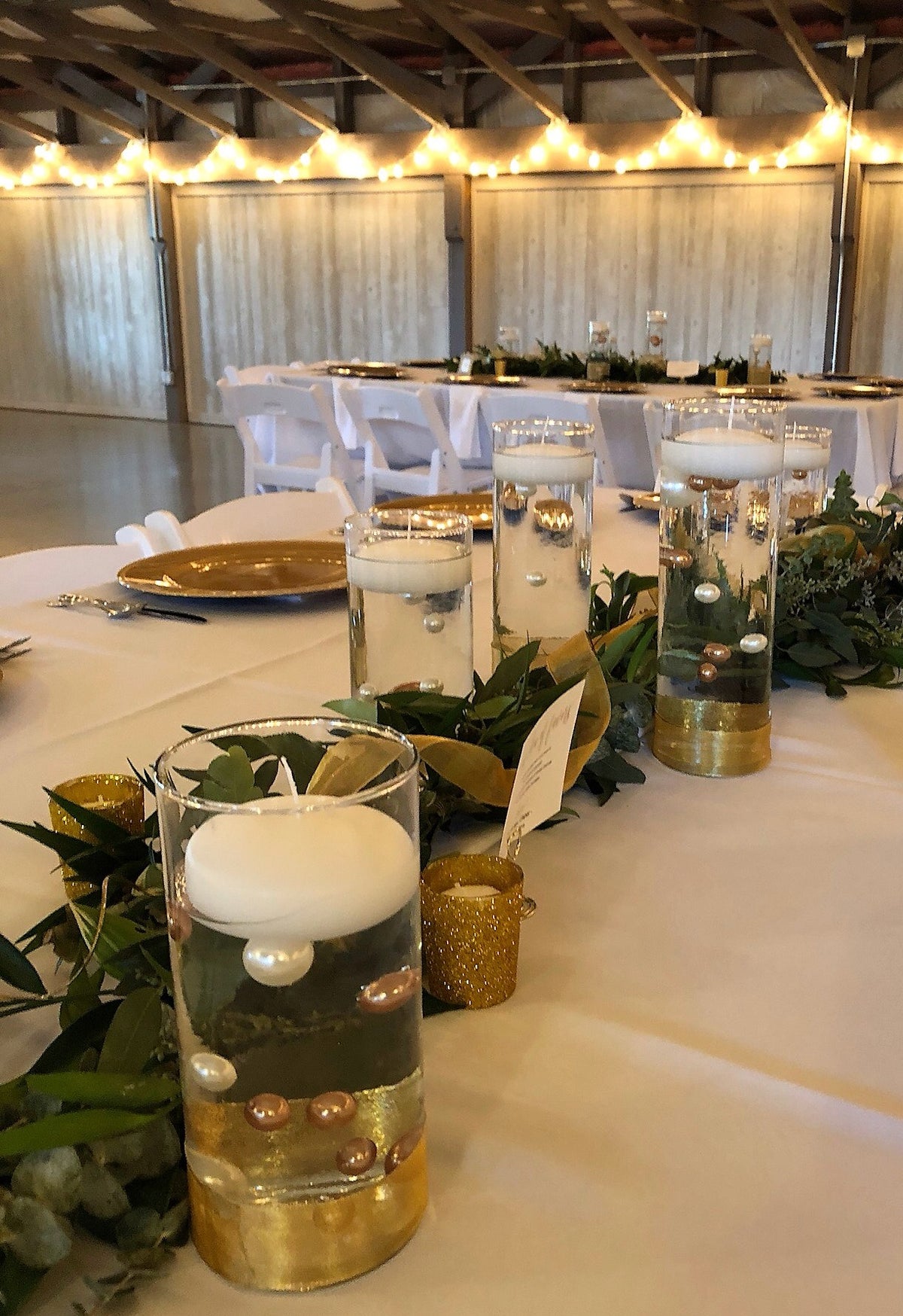 75 Floating Gold Pearls Large Sizes- Fills 1 Gallon of The Floating Transparent Water Gels for Your Vases- 3 Submersible Fairy Lights Strings