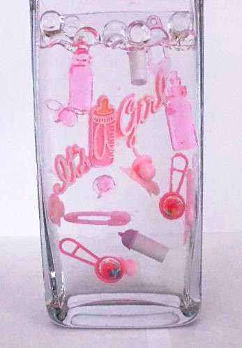 60 Floating Pink Baby Shower Pacifiers, Safety Pins, Vintage Lace Umbrella- Fills 1 Gallon of Floating Gels for Your Vases- Including the Transparent Gels For the Floating Effect- With Measured Prep Bag- Option 3 Submersible Fairy Lights Strings