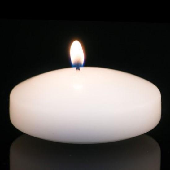 3" White/Off White Floating Candle, Set of 4 Candles-Unscented.
